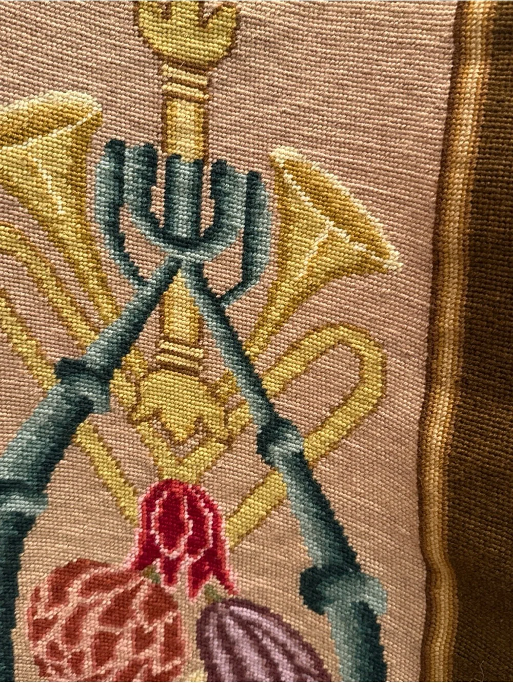 VTG Large Long Needlepoint Wall Hanging Tapestry Panel Banner